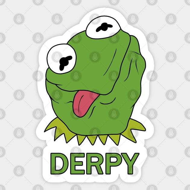 Derpy Kermit The Frog Sticker by valentinahramov